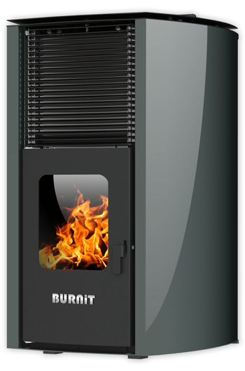 ПЕЛЕТНА КАМИНА С ВОДНА РИЗА - BURNIT ADVANT V2 25 kW - ИЗГЛЕД ОТПРЕД