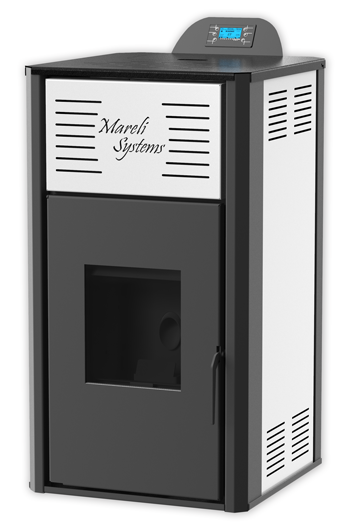 ПЕЛЕТНА КАМИНА С ВОДНА РИЗА - MARELI SYSTEMS PSN 24 kW - ИЗГЛЕД ОТПРЕД